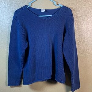 Eileen Fisher Sweater Top Navy Blue, V Neck, Small.